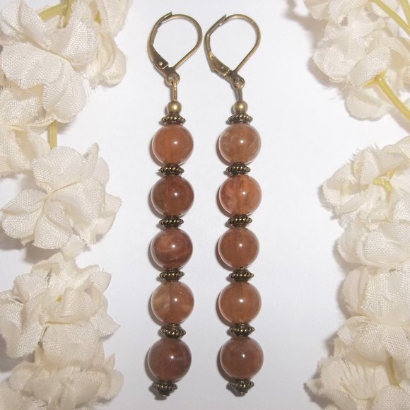 Long Boho Earring Brown & Bronze Handmade NWT 6429 - Picture 1 of 10